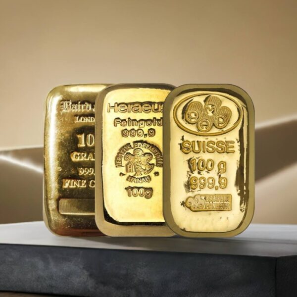 100 GRAMS GOLD BAR- VARIOUS MINTS (.9999 Fine)