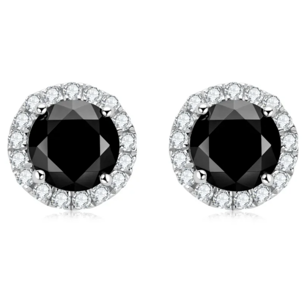 6mm Black Moissanite Stud Earrings 925 Silverear