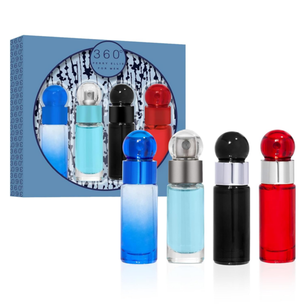 GIFT/SET 360 4 PCS.  (0.25 X 4) RED + BLUE + BLACK + VERY BLUE  MEN. DESIGNER:PERRY ELLI Perfume By PERRY ELLIS For MEN