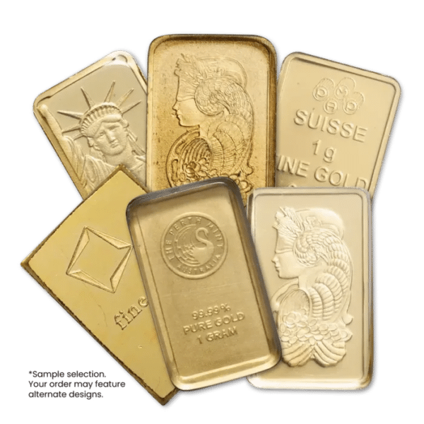 1 GRAM 24K GOLD BAR, RANDOM DESIGN/VARIOUS MINTS
