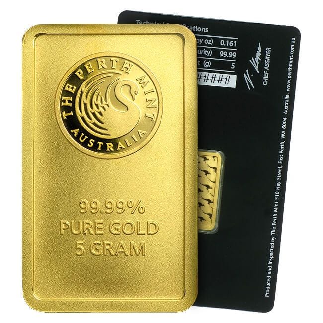PERTHBAR-5-gram-perth-bar-both-package-650x650-1.jpg 5 GRAM GOLD PERTH BAR .9999% GENUINE GOLD - Image 1